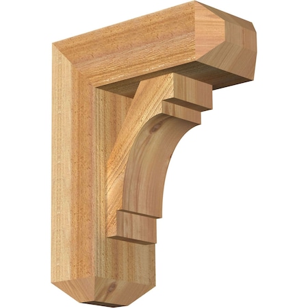 Ekena Millwork Merced Craftsman Rough Sawn Bracket w/ Offset Brace, Western Red Cedar, 6"W x 14"D x 18"H BKT0604X14X18MRC04RWR